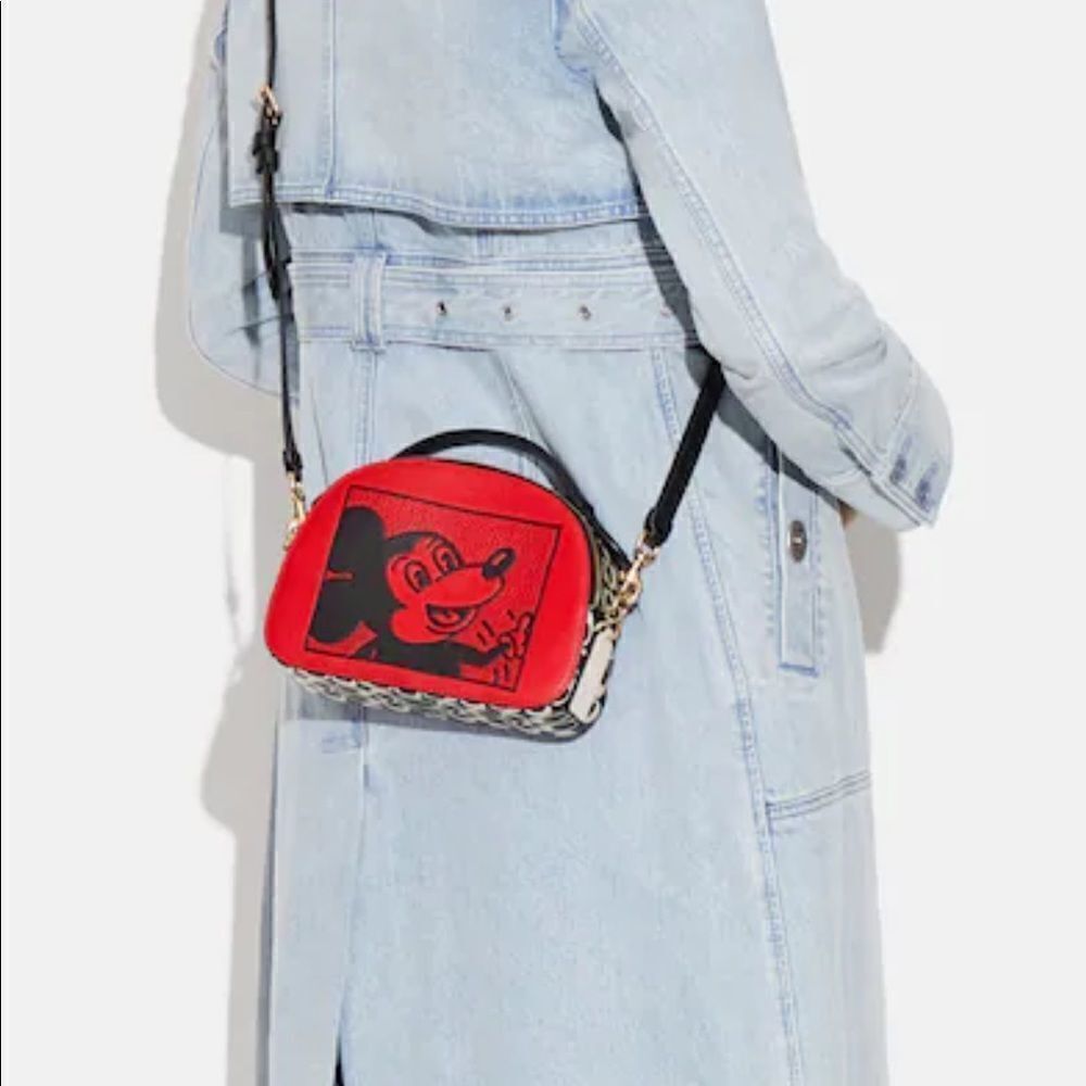 Coach Disney Mickey Mouse X Keith Haring Serena Satchel Red NWT - Picture 5 of 10